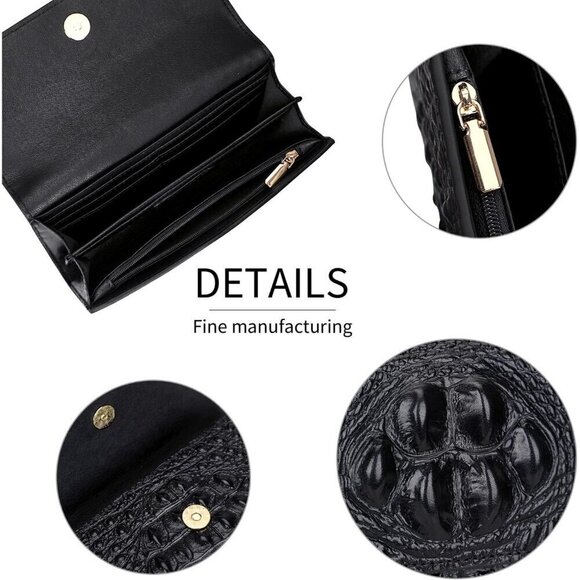 ⭐Women Leather Wallet Embossed Crocodile Clutch Card Holder Organizer - Picture 5 of 8